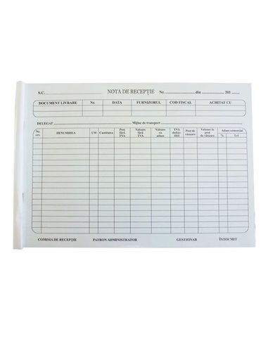 Nota receptie, model vechi