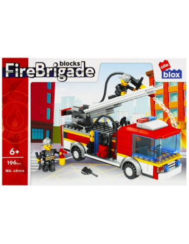 J1261,Set de constructie Alleblox Fire Brigade - camion cu scara - AB1012 / 478249, 196 piese, 6+