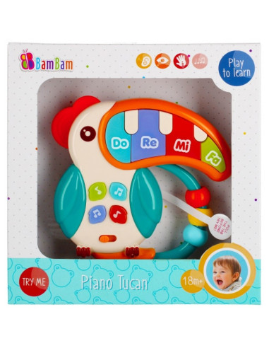 J1224,Jucarie bebelusi cu sunete si lumini - piano tucan - Bam Bam 475300, 18+ luni