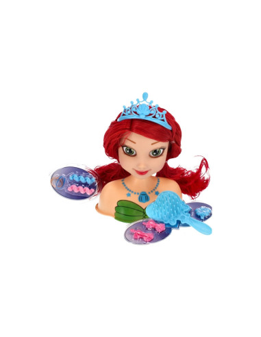 J1001,Set fashion - cap de papusa de coafat - accesorii incluse, par roscat, MegaCreative 419473, 3+ ani