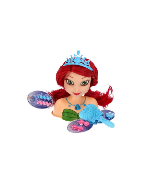 J1001,Set fashion - cap de papusa de coafat - accesorii incluse, par roscat, MegaCreative 419473, 3+ ani