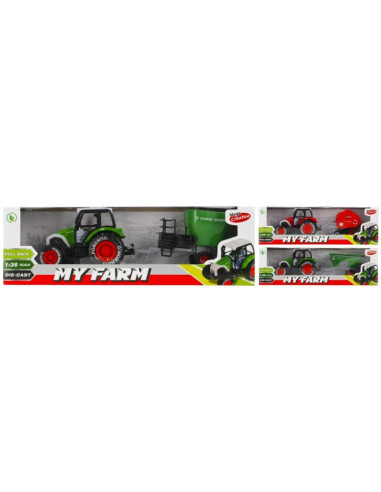 J1021,Tractor agricol cu remorca MegaCreative 405333, 30cm, diverse modele, plastic, 3+ ani