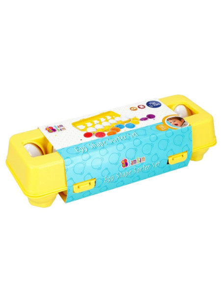 J1571,Jucarie bebelusi - sortator in forma de oua cu cofraj 12 buc - Bam Bam 492750, 18+ luni