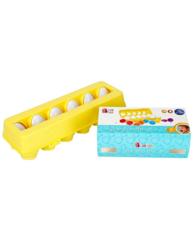 J1571,Jucarie bebelusi - sortator in forma de oua cu cofraj 12 buc - Bam Bam 492750, 18+ luni