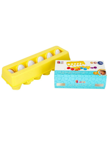J1571,Jucarie bebelusi - sortator in forma de oua cu cofraj 12 buc - Bam Bam 492750, 18+ luni