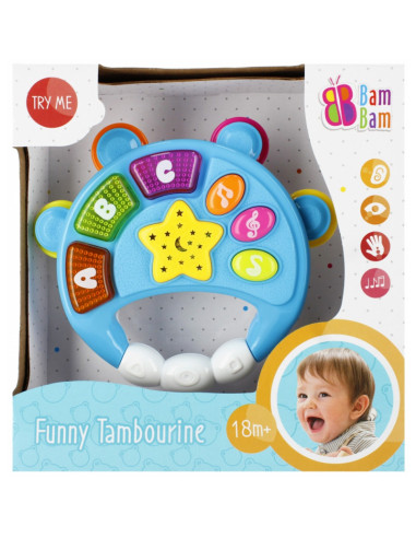 J1576,Jucarie bebelusi cu sunete si lumini - tamburina - Bam Bam 515006, 18+ luni
