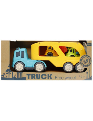 J1636,Camion de transport auto MegaCreative Bioplastic 524556, 35cm, include 2 masini, plastic, multicolor, 3+ ani