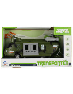 J1623,Elicopter militar de transport cu 2 elice MegaCreative 523951, 28cm, cu sunete si lumini, plastic, verde, 3+ ani