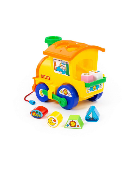 J261,Sortator de forme Locomotiva Polesie Cavallino 6189, 22cm, 6 forme, plastic, multicolor, 3+ ani