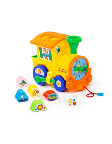 J261,Sortator de forme Locomotiva Polesie Cavallino 6189, 22cm, 6 forme, plastic, multicolor, 3+ ani
