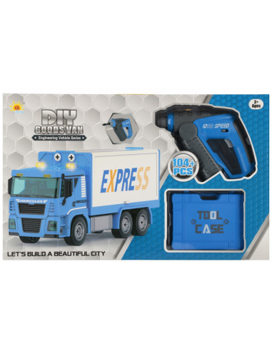 J1711,Jucarie set camion marfa + accesorii, 45x28x10cm, asamblare, 104 piese, MegaCreative, 543859