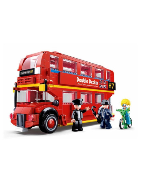 J1830,Joc de constructie Autobuz Londonez, pvc, Sluban M38-B0708, 382 piese, 42.5x33x6.7cm
