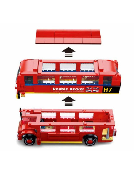 J1830,Joc de constructie Autobuz Londonez, pvc, Sluban M38-B0708, 382 piese, 42.5x33x6.7cm
