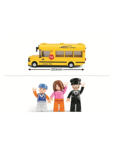 J1831,Joc de constructie Autobuz scolar, pvc, Sluban M38-B0507, 219 piese, 33x23.7x5.4cm