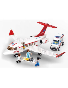 J1834,Joc de constructie Avion ambulanta, pvc, Sluban M38-B0370, 335 piese, 38x28.5x6.7cm
