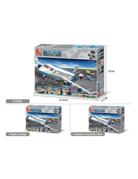 J1835,Joc de constructie Avion, pvc, Sluban M38-B0366, 463 piese, 42.5x33x6.7cm