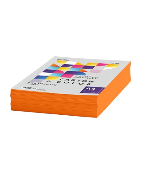 Carton color A4 Ecada, 160g/mp, 250 coli, Portocaliu
