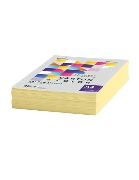 Carton color A4 Ecada, 160g/mp, 250 coli, Galben mediu
