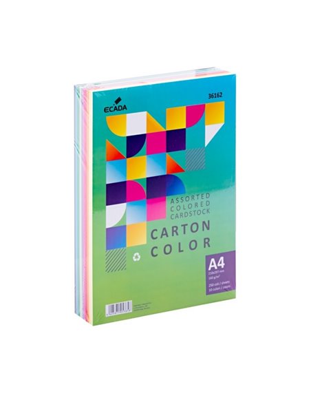 Carton Colorat ECADA 36162, A4, 250 coli, 10 culori, 160 g/mp