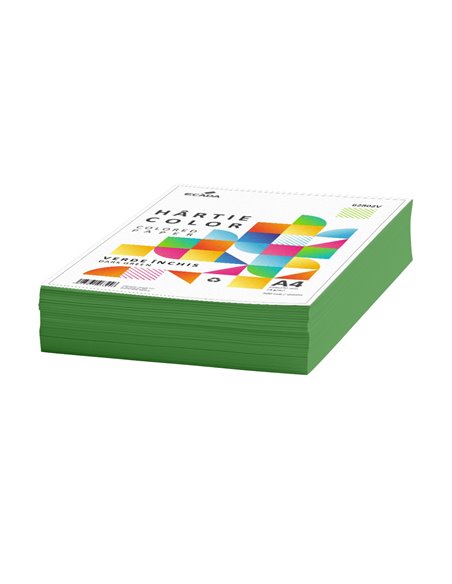 Hartie colorata A4 Ecada, 75g/mp, 500 coli, Verde inchis