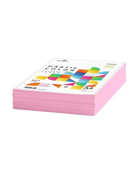 Hartie colorata A4 Ecada, 75g/mp, 500 coli, Roz
