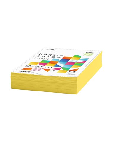 Hartie colorata A4 Ecada, 75g/mp, 500 coli, Galben inchis