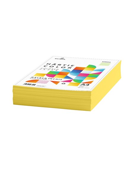 Hartie colorata A4 Ecada, 75g/mp, 500 coli, Galben inchis
