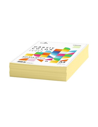 Hartie colorata A4 Ecada, 75g/mp, 500 coli, Galben mediu