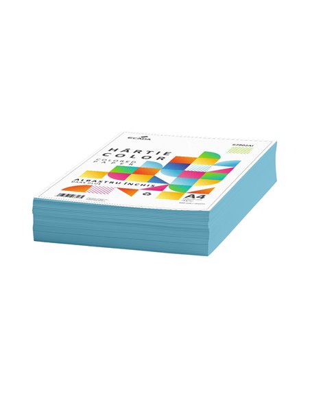 Hartie colorata A4 Ecada, 75g/mp, 500 coli, Albastru inchis