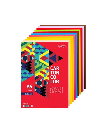 Carton color A4 DACO CN120, 120 g/mp, 100 coli, 10 culori