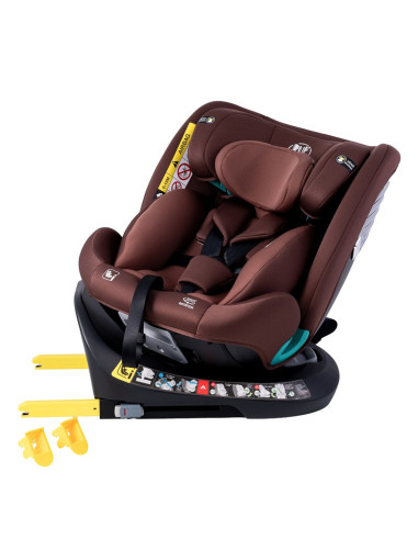 Saphir_Coffee,Scaun Auto Saphir DELUXE BUF BOOF iSIZE Coffee cu Isofix pozitie somn 165 grade rotativ 360 grade 40-150 cm