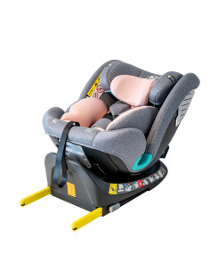 Saphir_Pink,Scaun Auto Saphir DELUXE BUF BOOF iSIZE Pink cu Isofix pozitie somn 165 grade rotativ 360 grade 40-150 cm