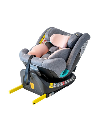 Saphir_Pink,Scaun Auto Saphir DELUXE BUF BOOF iSIZE Pink cu Isofix pozitie somn 165 grade rotativ 360 grade 40-150 cm