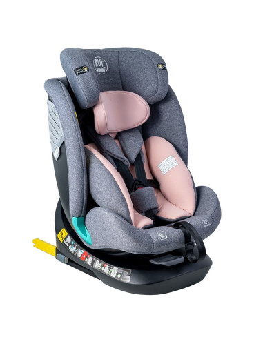 Saphir_Pink,Scaun Auto Saphir DELUXE BUF BOOF iSIZE Pink cu Isofix pozitie somn 165 grade rotativ 360 grade 40-150 cm