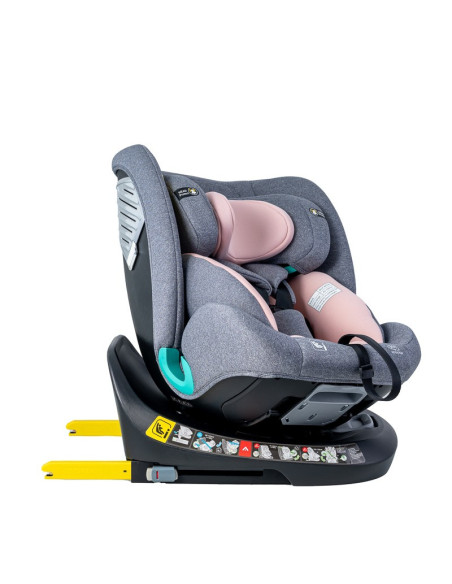 Saphir_Pink,Scaun Auto Saphir DELUXE BUF BOOF iSIZE Pink cu Isofix pozitie somn 165 grade rotativ 360 grade 40-150 cm