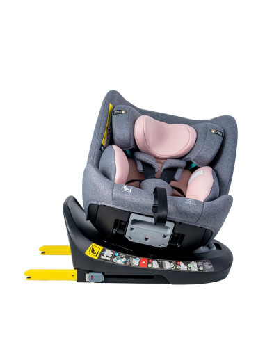 Saphir_Pink,Scaun Auto Saphir DELUXE BUF BOOF iSIZE Pink cu Isofix pozitie somn 165 grade rotativ 360 grade 40-150 cm
