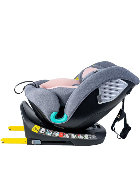 Saphir_Pink,Scaun Auto Saphir DELUXE BUF BOOF iSIZE Pink cu Isofix pozitie somn 165 grade rotativ 360 grade 40-150 cm