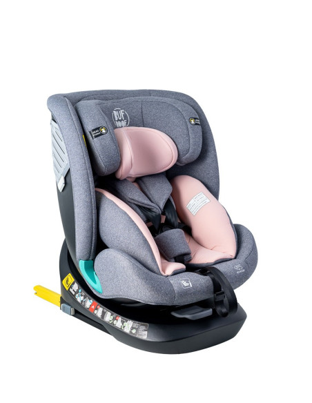 Saphir_Pink,Scaun Auto Saphir DELUXE BUF BOOF iSIZE Pink cu Isofix pozitie somn 165 grade rotativ 360 grade 40-150 cm