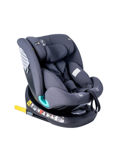 Saphir_Grey,Scaun Auto Saphir DELUXE BUF BOOF iSIZE Grey cu Isofix pozitie somn 165 grade rotativ 360 grade 40-150 cm