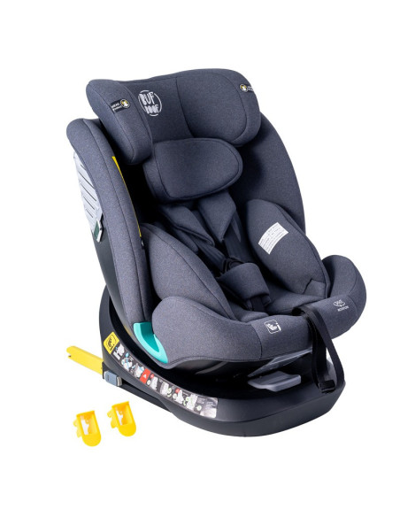 Saphir_Grey,Scaun Auto Saphir DELUXE BUF BOOF iSIZE Grey cu Isofix pozitie somn 165 grade rotativ 360 grade 40-150 cm