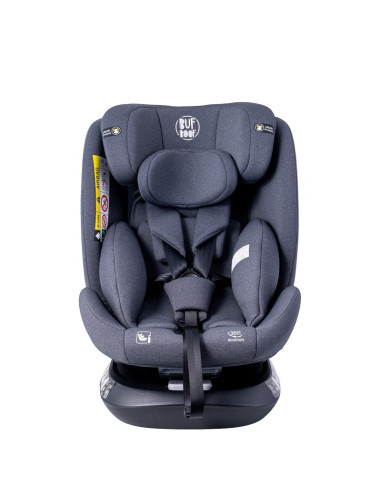 Saphir_Grey,Scaun Auto Saphir DELUXE BUF BOOF iSIZE Grey cu Isofix pozitie somn 165 grade rotativ 360 grade 40-150 cm