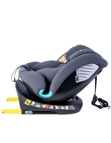 Saphir_Grey,Scaun Auto Saphir DELUXE BUF BOOF iSIZE Grey cu Isofix pozitie somn 165 grade rotativ 360 grade 40-150 cm