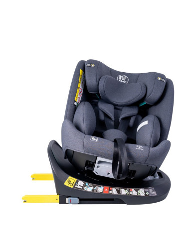 Saphir_Grey,Scaun Auto Saphir DELUXE BUF BOOF iSIZE Grey cu Isofix pozitie somn 165 grade rotativ 360 grade 40-150 cm