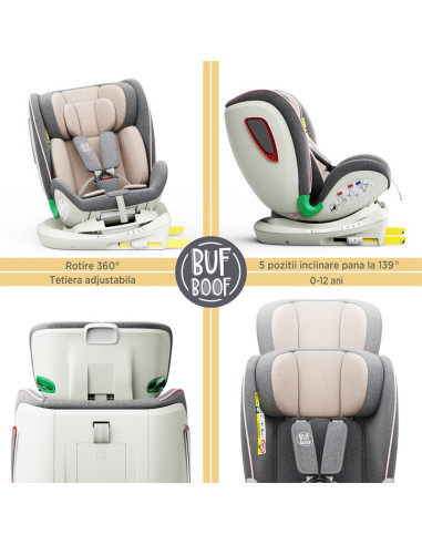906Platinum_Pink,Scaun auto Platinum Deluxe i-Size Buf Boof cu isofix rotativ 360 grade Top Tether SIPS 40-150 cm 0-36 kg Pink