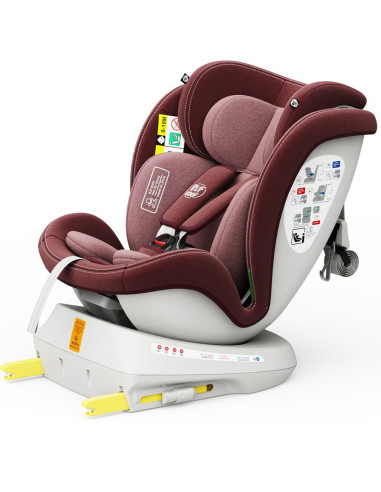 iSizeTWT_Red,Scaun Auto TWT Plus DELUXE BUF BOOF iSIZE Red cu Isofix rotativ 360 grade 40-150 cm