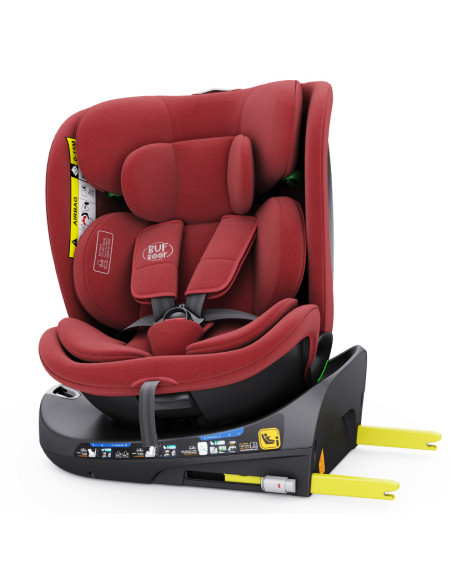 B.Joy_Red,Scaun Auto B-Joy DELUXE BUF BOOF iSIZE Red cu Isofix pozitie somn 155 grade rotativ 360 grade 40-150 cm