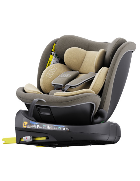 B.Joy_LightBrown,Scaun Auto B-Joy DELUXE BUF BOOF iSIZE LightBrown cu Isofix pozitie somn 155 grade rotativ 360 grade 40-150 cm