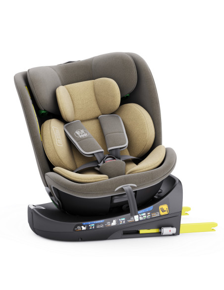 B.Joy_LightBrown,Scaun Auto B-Joy DELUXE BUF BOOF iSIZE LightBrown cu Isofix pozitie somn 155 grade rotativ 360 grade 40-150 cm