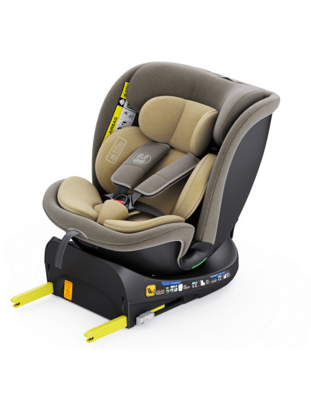B.Joy_LightBrown,Scaun Auto B-Joy DELUXE BUF BOOF iSIZE LightBrown cu Isofix pozitie somn 155 grade rotativ 360 grade 40-150 cm