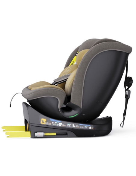 B.Joy_LightBrown,Scaun Auto B-Joy DELUXE BUF BOOF iSIZE LightBrown cu Isofix pozitie somn 155 grade rotativ 360 grade 40-150 cm